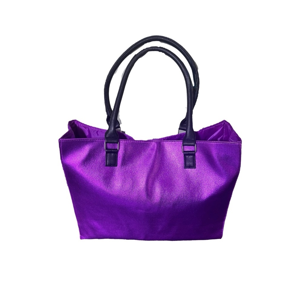 Large Purple Tote Bag with Black Handles💼🩰🧶